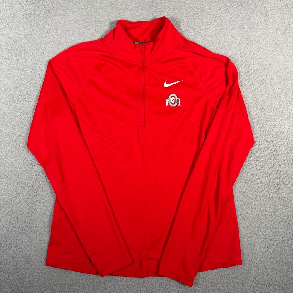 Ohio State Buckeyes Shirt Womens Medium Red 1/4 Zip Pullover Lightweight Nike